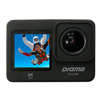 Экшн-камера Digma DiCam 880 (внешний микрофон/пульт ДУ) 4K WiFi черный [dc880]