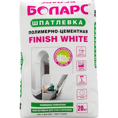 Шпаклевка полимерно-цементная Finish White 20 кг Боларс