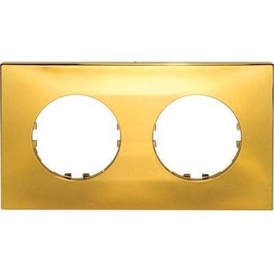 Рамки для розеток и выключателей 9020_del Рамка Vintage квадратная 2 поста золото 
