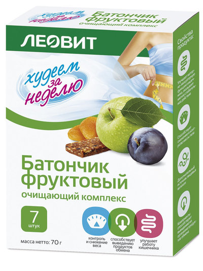 Leovit Батончик фруктовый для похудения "Очищающий комплекс" 70г (Leovit ) Десерты 