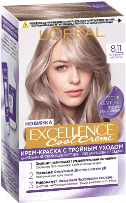 Крем-краска для волос L'Oreal Excellence Pure Blonde, тон 01 супер-осветляющий русый натуральный