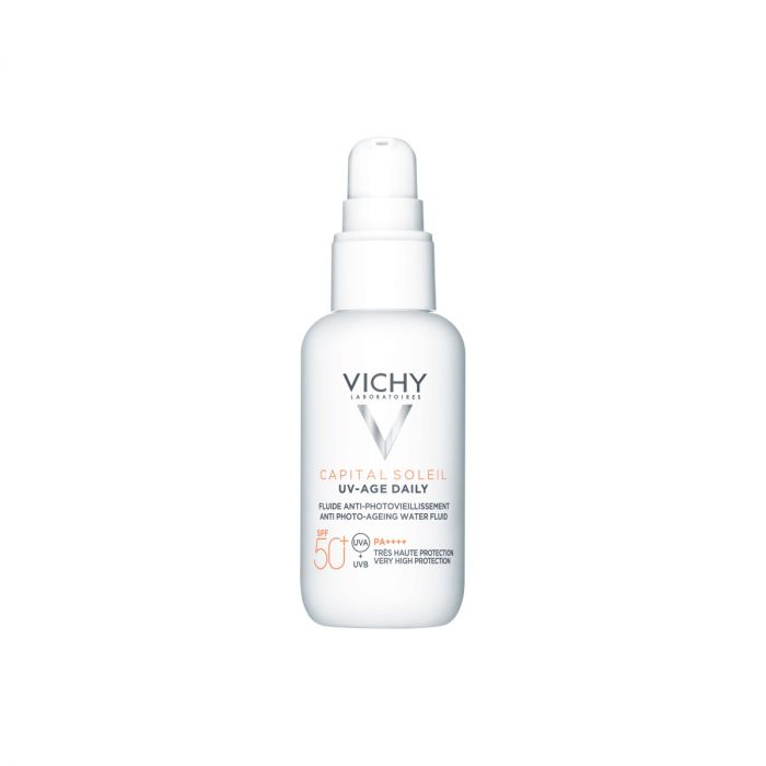 Uv age daily. Vichy Capital Soleil UV-age Daily флюид. Виши флюид солнцезащитный 50+. Vichy Capital Soleil 50+. UV-age Daily, SPF 50+ Vichy.