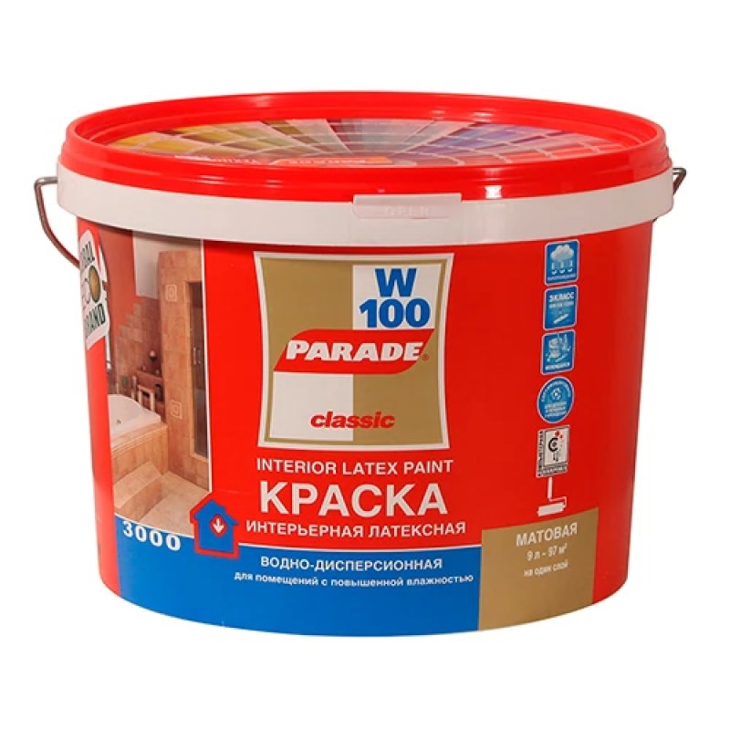 Краска parade. Краска парад w100. Парад w100 краска латексная. Краска влагостойкая Parade w100 влажные помещения база а 0,9 л. Краска латекс. Parade w-100 база а 2,5л бел. Мат., арт.w100a-2,5.