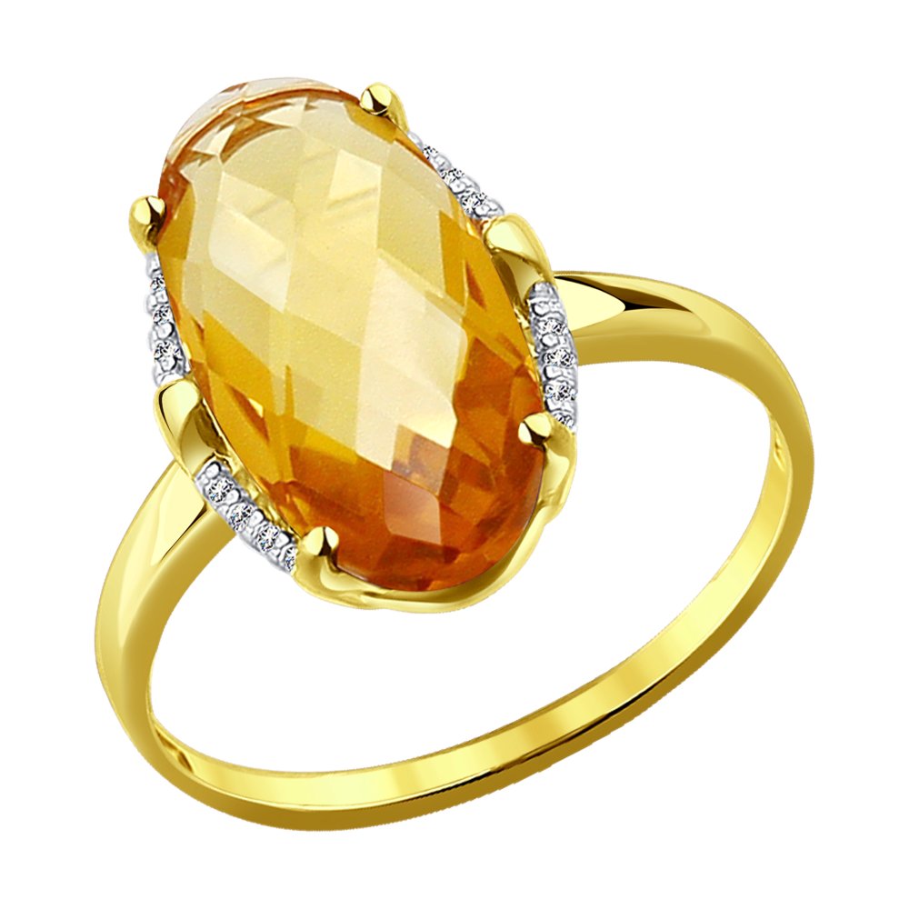 Золотое кольцо с цитрином 585