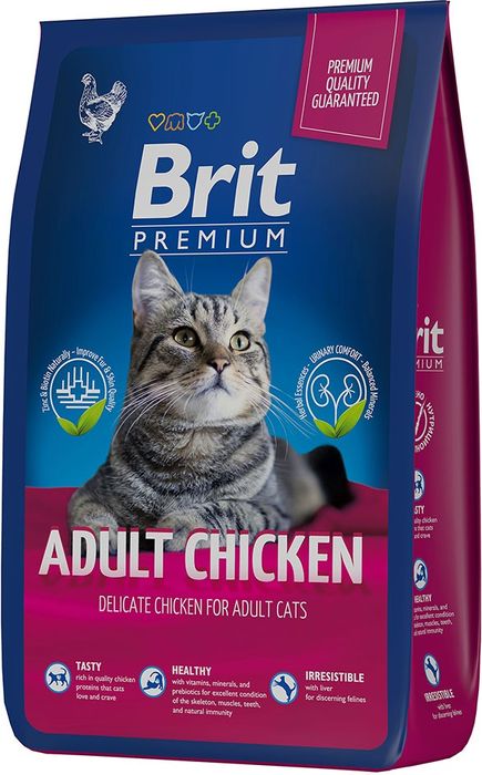 Brit Premium сухой корм для взрослых кошек с курицей (8 кг) купить от 3577  руб в Старом Осколе, сравнить цены - SKU10298308
