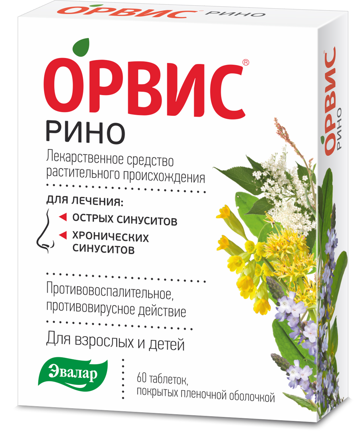 Орвис Рино таб.п/о плен. №60 Эвалар ЗАО (4980503) где купить в Старом  Осколе, отзывы - SKU12912953