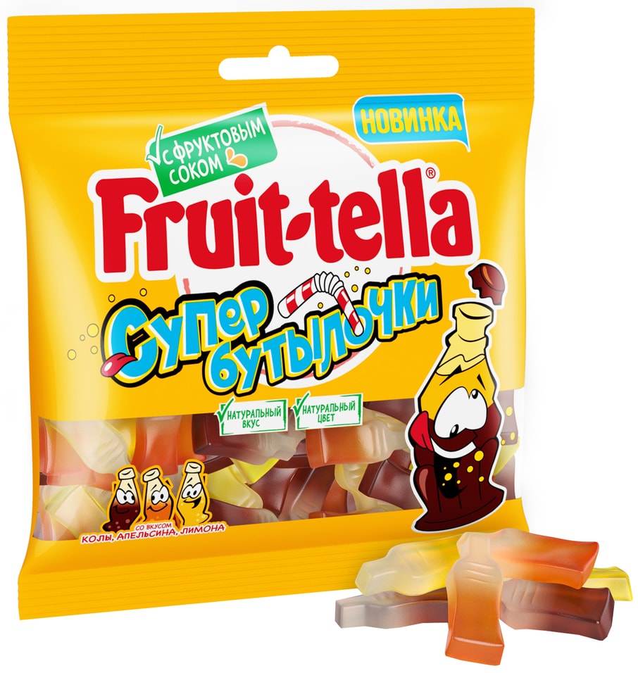 Мармелад Fruittella Супер Бутылочки Кола-Апельсин-Лимон 100г Perfetti Van  Melle где купить в Старом Осколе - SKU13180975