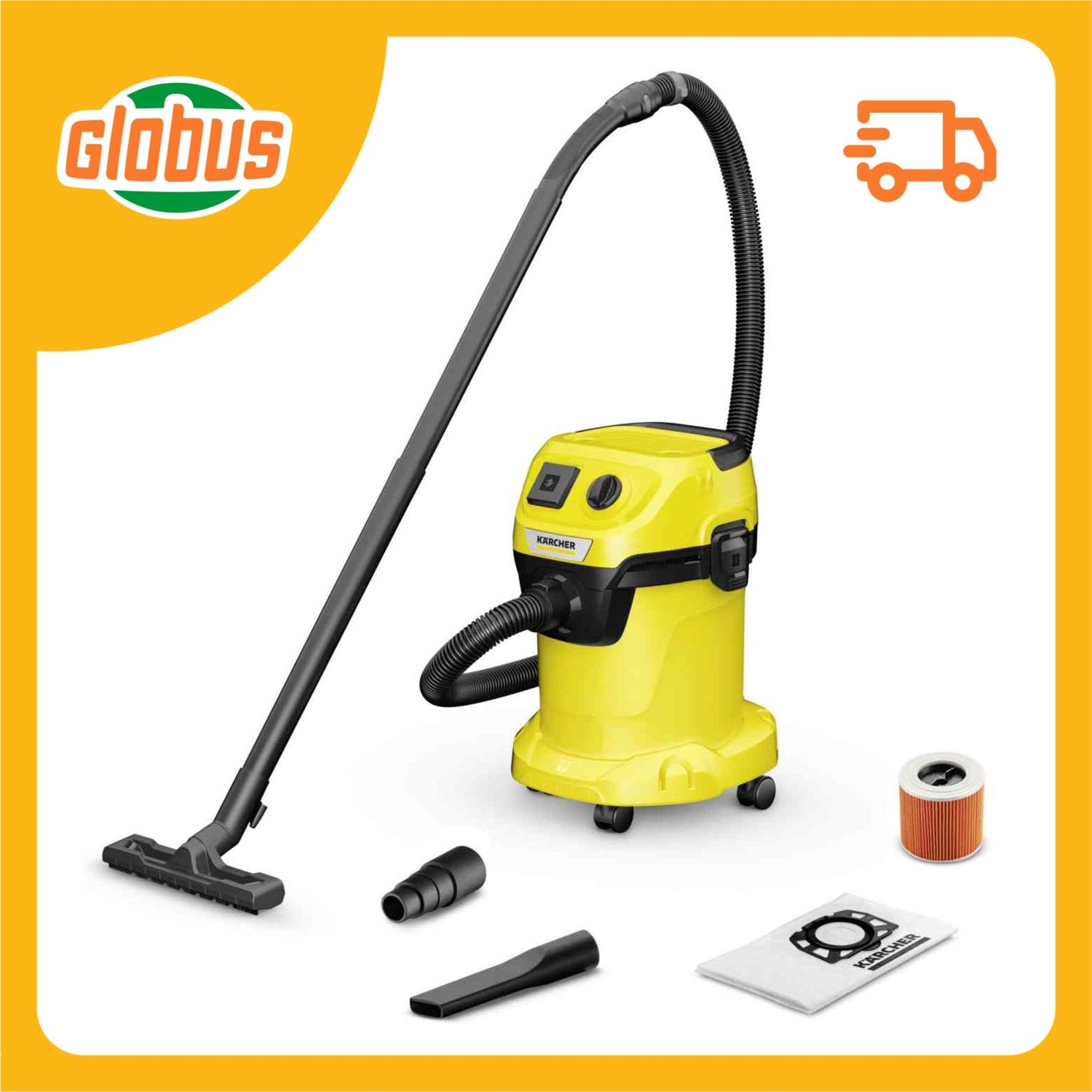 Пылесос Karcher WD 3 P V-17/4/20 (Желтый) где купить в Челябинске, отзывы -  SKU9623957