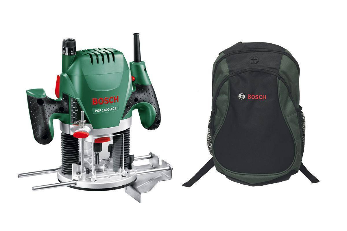 Bosch Фрезер pof 1400 ace (0 603 26c 820) + рюкзак green (1619g45200)  (060326C820 + 1619G45200) где купить в Старом Осколе, отзывы - SKU1333522