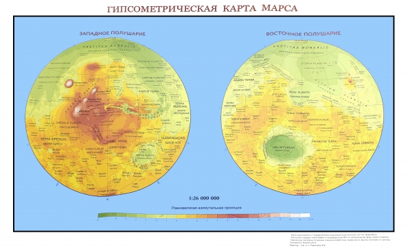 Гипсометрическая карта марса