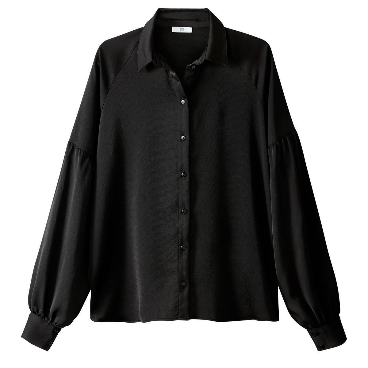 Черная блузка с длинным рукавом