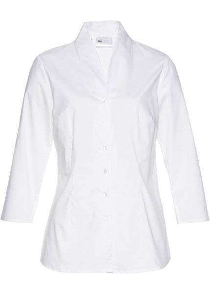 Белый стойка блузка