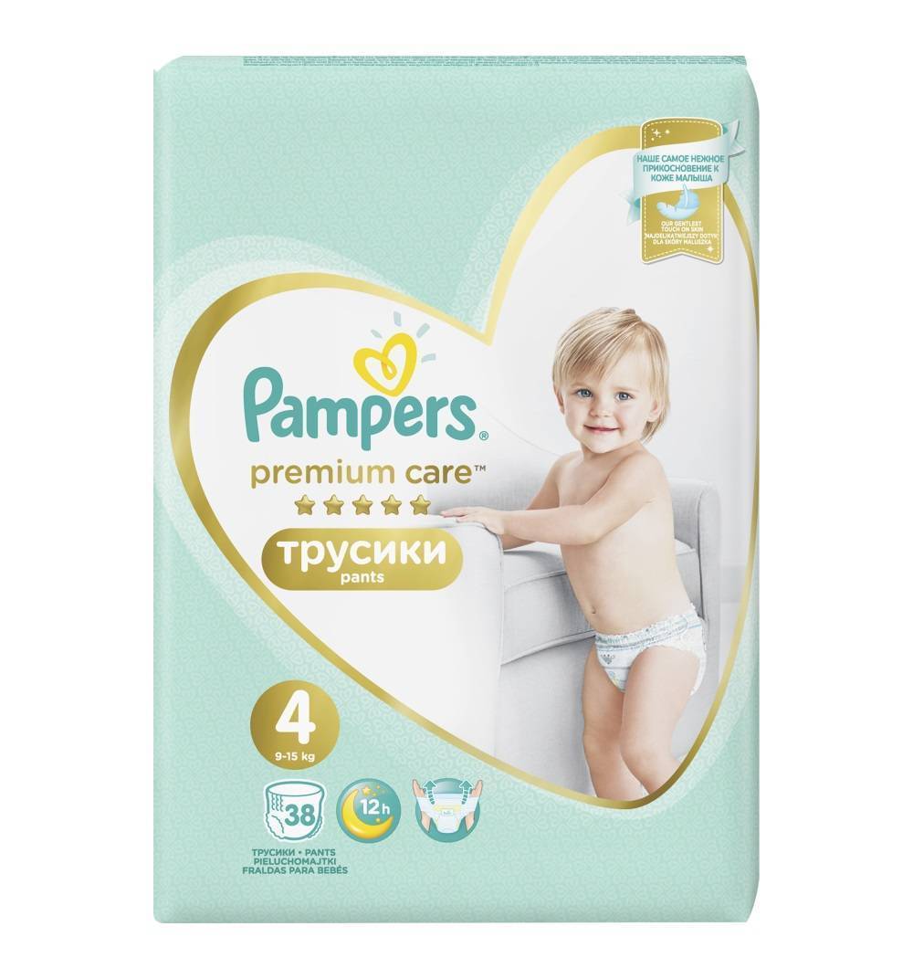Трусики Pampers Premium Care Pants 4 размер (9-15 кг) 38 шт. (81670015)  купить от 1599 руб в Владивостоке, сравнить цены, отзывы - SKU2425980
