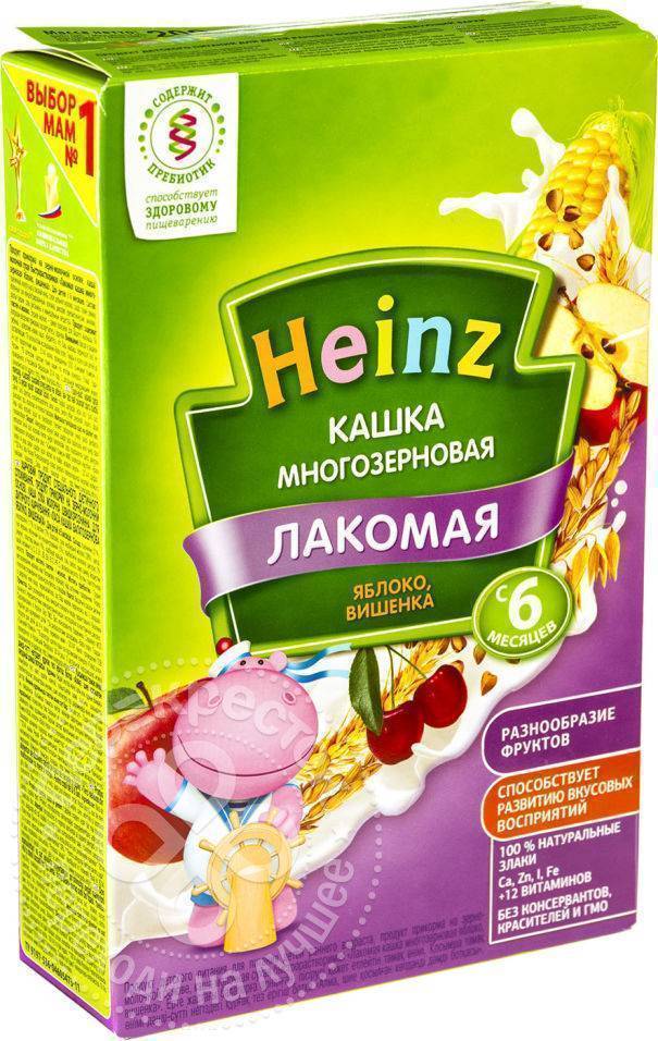 Каша heinz лакомая пшенично кукурузная персик банан вишенка