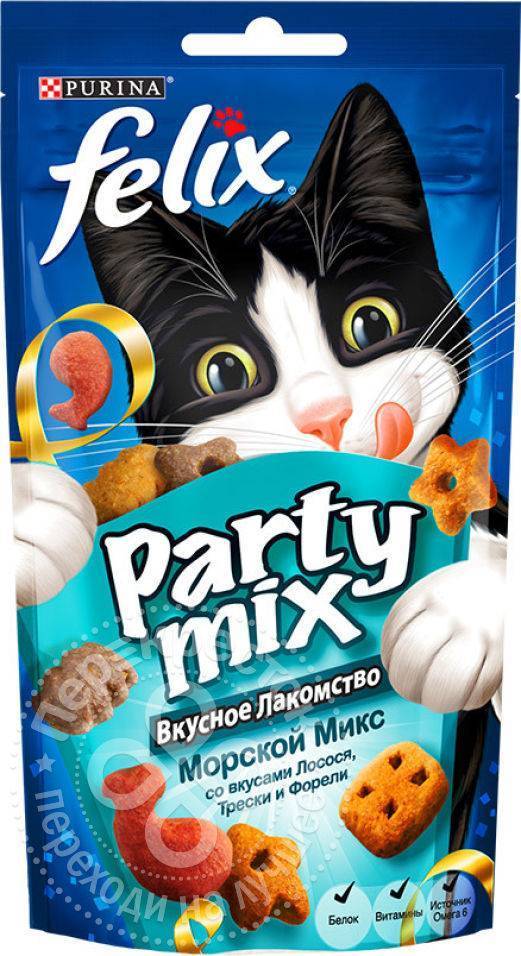 Лакомство для кошек 60г Felix Party Mix Морской микс Nestle купить за 63  руб в Старом Осколе - SKU2700729