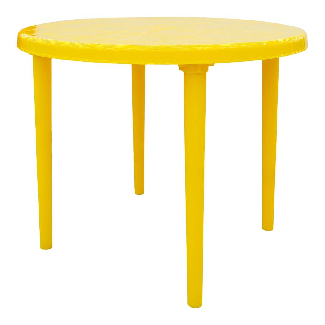 Стол круглый желтый пластик