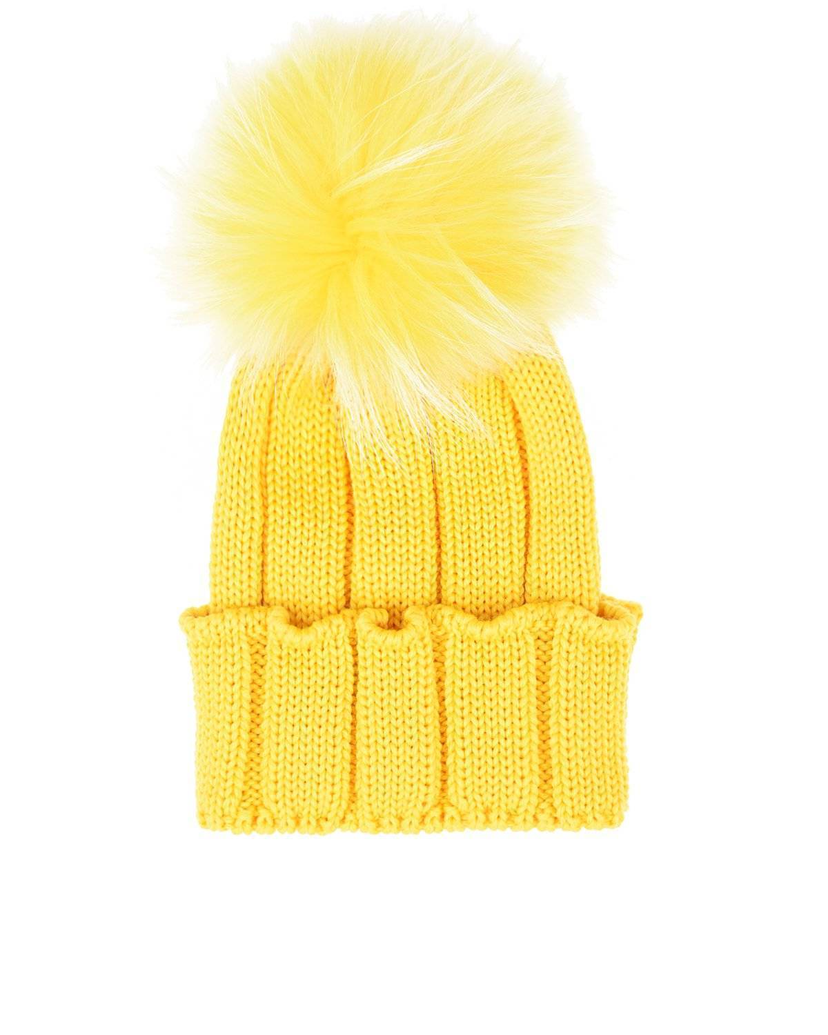 Желтая шапка с помпоном
