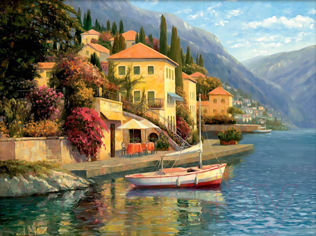 Картина маслом озеро Комо итальянский пейзаж