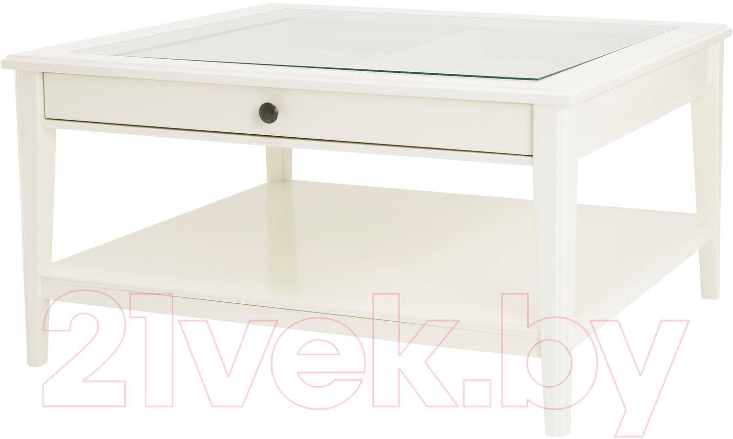 Liatorp ЛИАТОРП придиванный столик, белый/стекло57x40 см