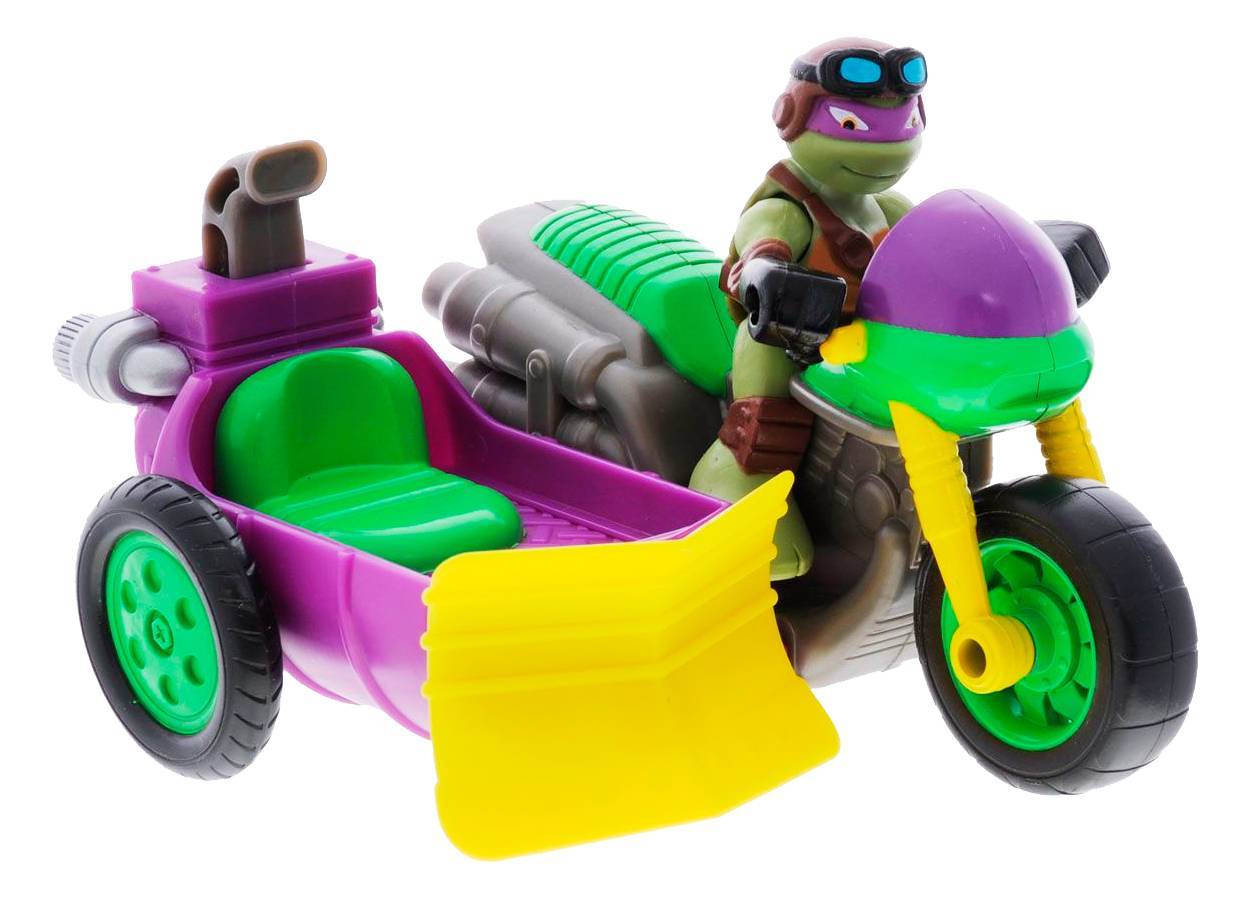 Half shell. Мотоцикл с фигуркой донни. фигурка playmates toys tmnt half shell heroes донни с мотоциклом 96702. ниндзя на мотоцикле игрушка.