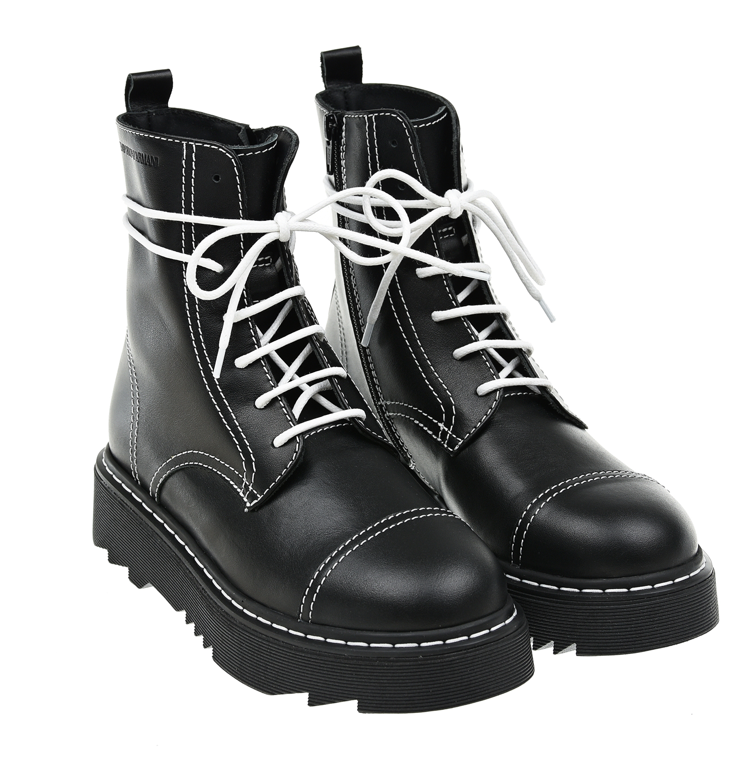 Высокие ботинки с белыми шнурками Emporio Armani детские для девочек купитьв Сургуте - SKU6279984