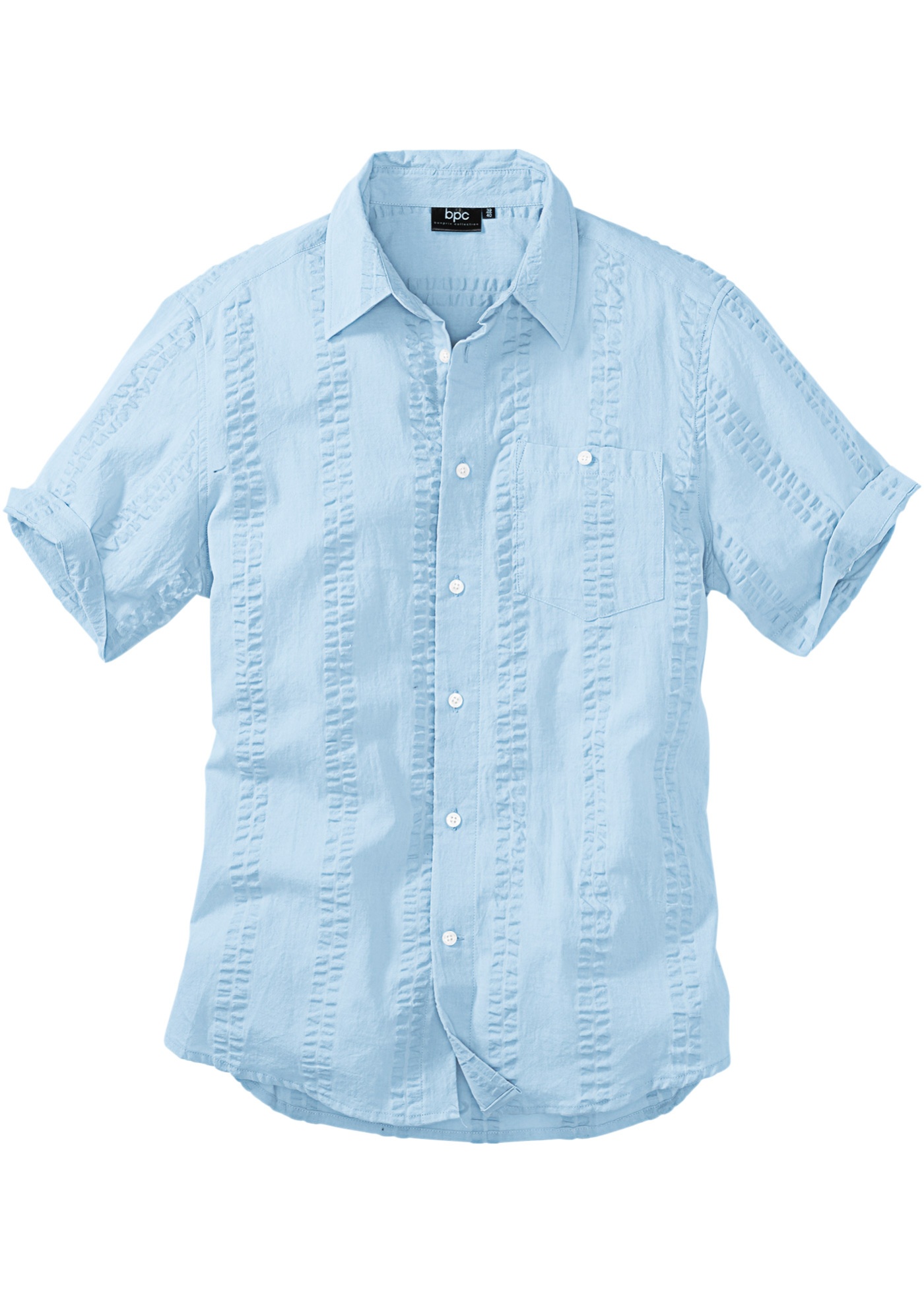 Рубашка летняя мужская с коротким рукавом купить. Bonprix рубашка Regular Fit. Рубашка bonprix мужская. Рубашки из ткани Seersucker. Голубая рубашка с коротким рукавом.