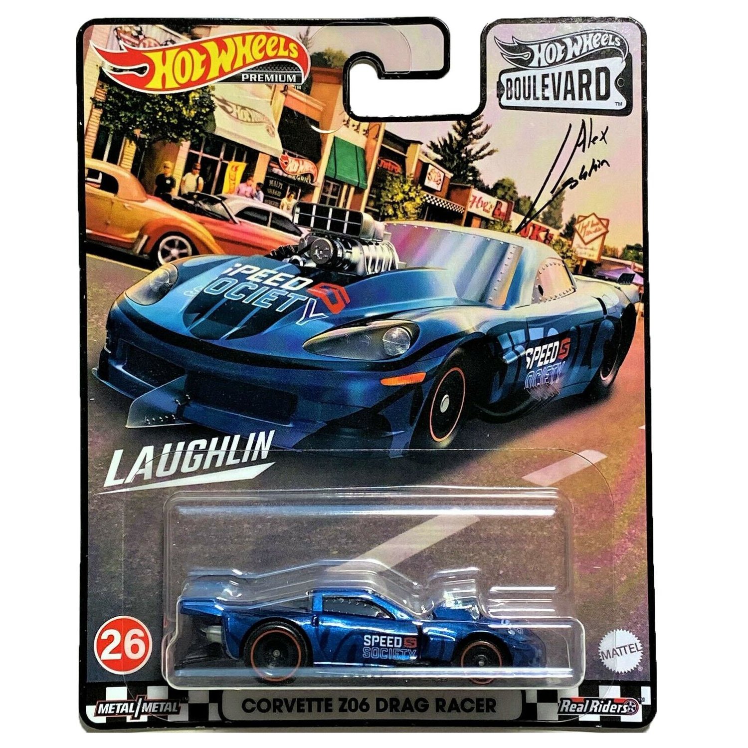 Hot Wheels Машинка премиальная Corvette Z06 Drag Racer (синий)  (GJT68/GRL96) где купить в Москве - SKU8142231